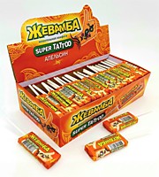(КК) Жевамба Super Tattoo Апельсин жевательная конфета 10г 50шт