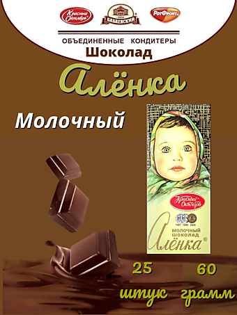 Шоколад Алёнка Молочный 60г 25шт